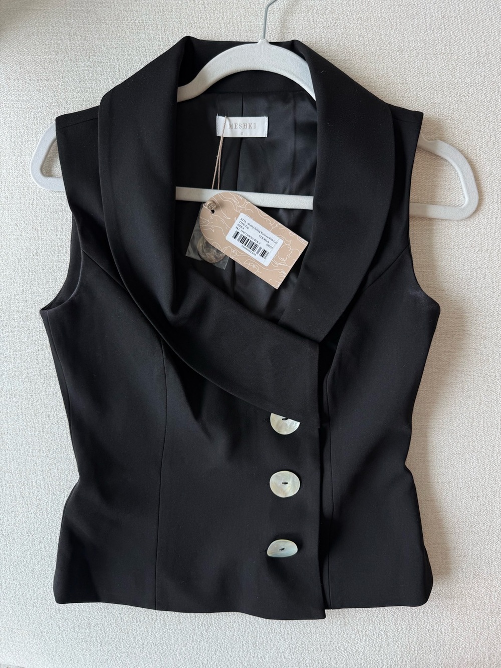 NWT Meshki Berkley Suiting Waistcoat With Cowl – Black